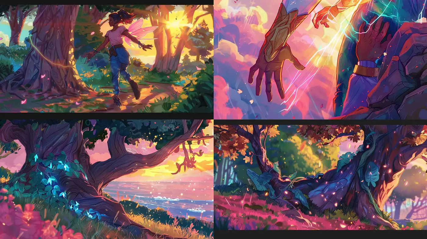 Ethereal Twilight: A Fusion of Vivid Hues and Dreamlike Fantasy - Midjourney sref style