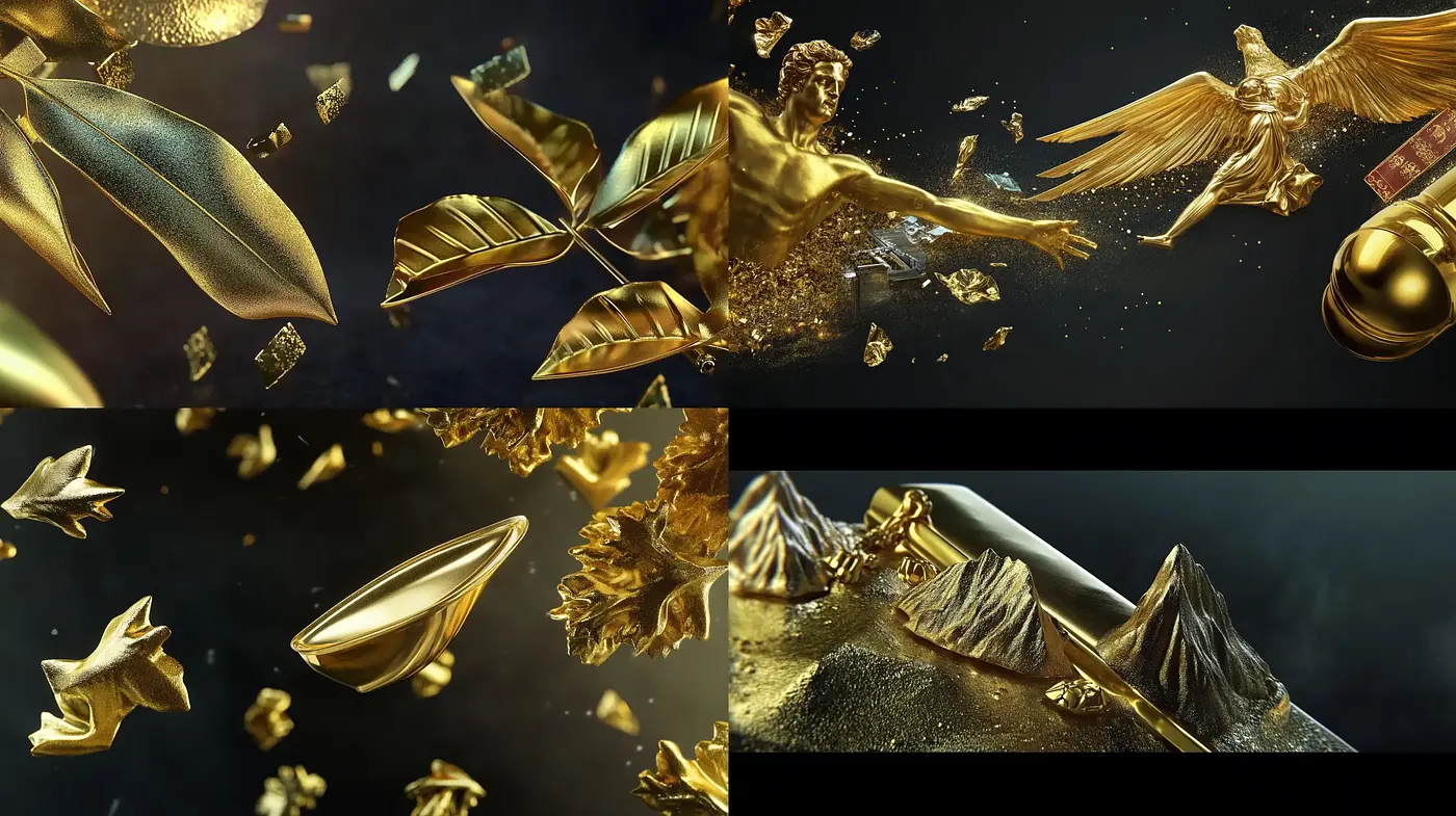 Ethereal Golden Dreamscape in Luxurious Hues - Midjourney sref style