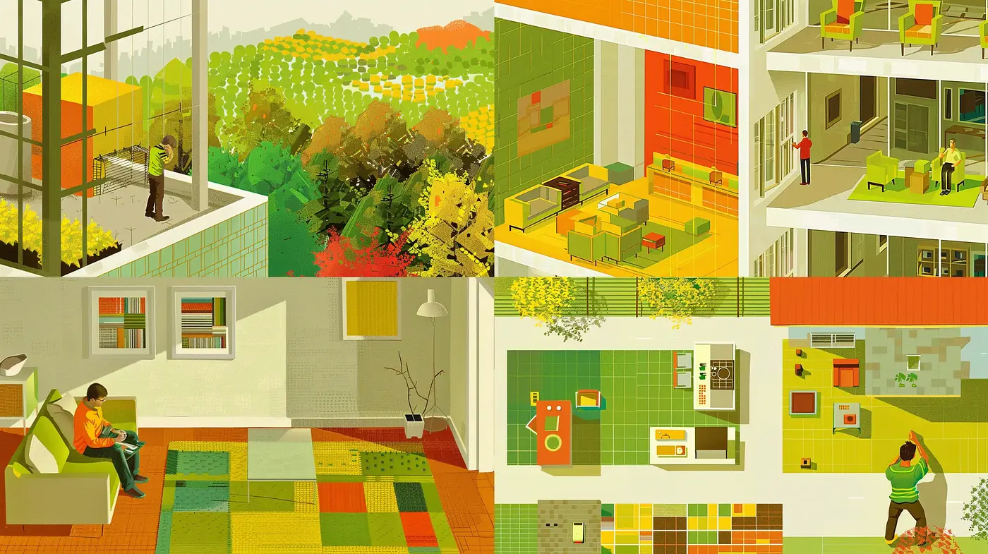 Harmonious Geometric Abstraction in Mid-Century Illustrative Style - Midjourney sref style