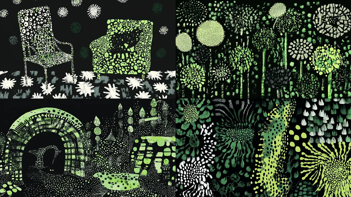 Luminous Botanical Dreamscape: A Synchrony of Viridescent Patterns and Textures - Midjourney sref style