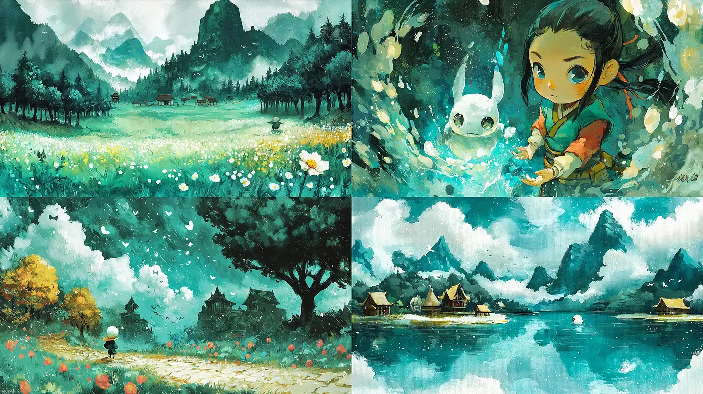 Soothing and Enchanted Nature-Inspired Watercolor Panoramas - Midjourney sref style
