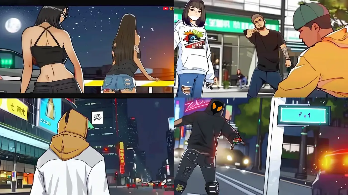 Urban Nightlife with a Modern Anime Aesthetic - Midjourney sref style