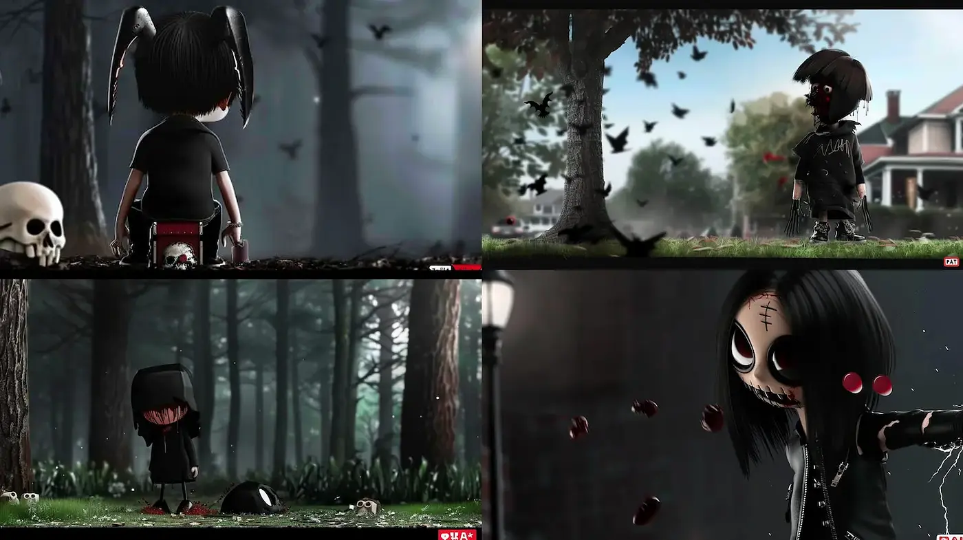 Dark and Whimsical Character Design in a Gothic Landscape - Midjourney sref style