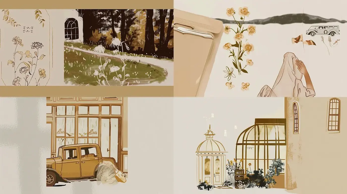 Soft Earthy Illustrations with a Vintage Aesthetic and Nostalgic Touch - Midjourney sref style