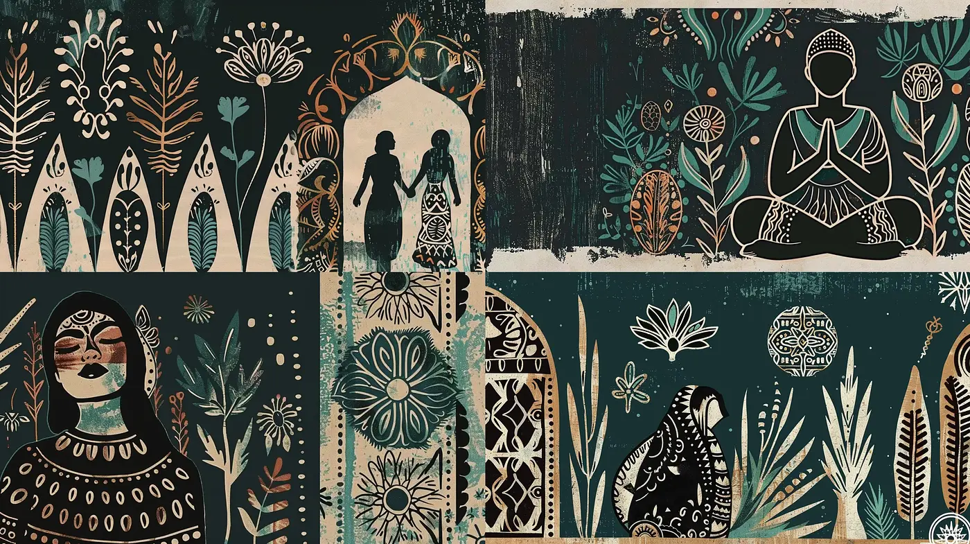 Earthy Botanical Illustrations with a Folk Art Essence - Midjourney sref style