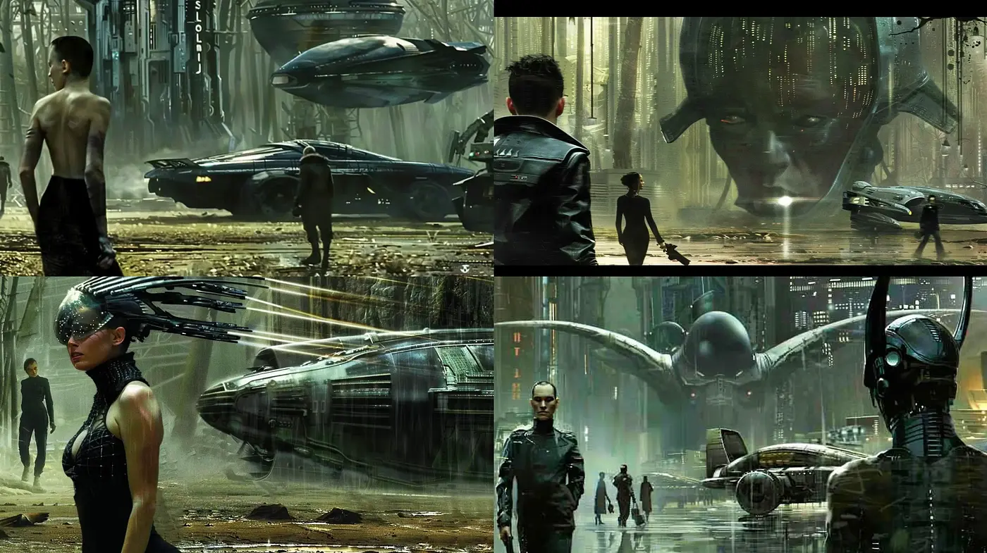 Futuristic Dystopian Industrial Vision - Midjourney sref style