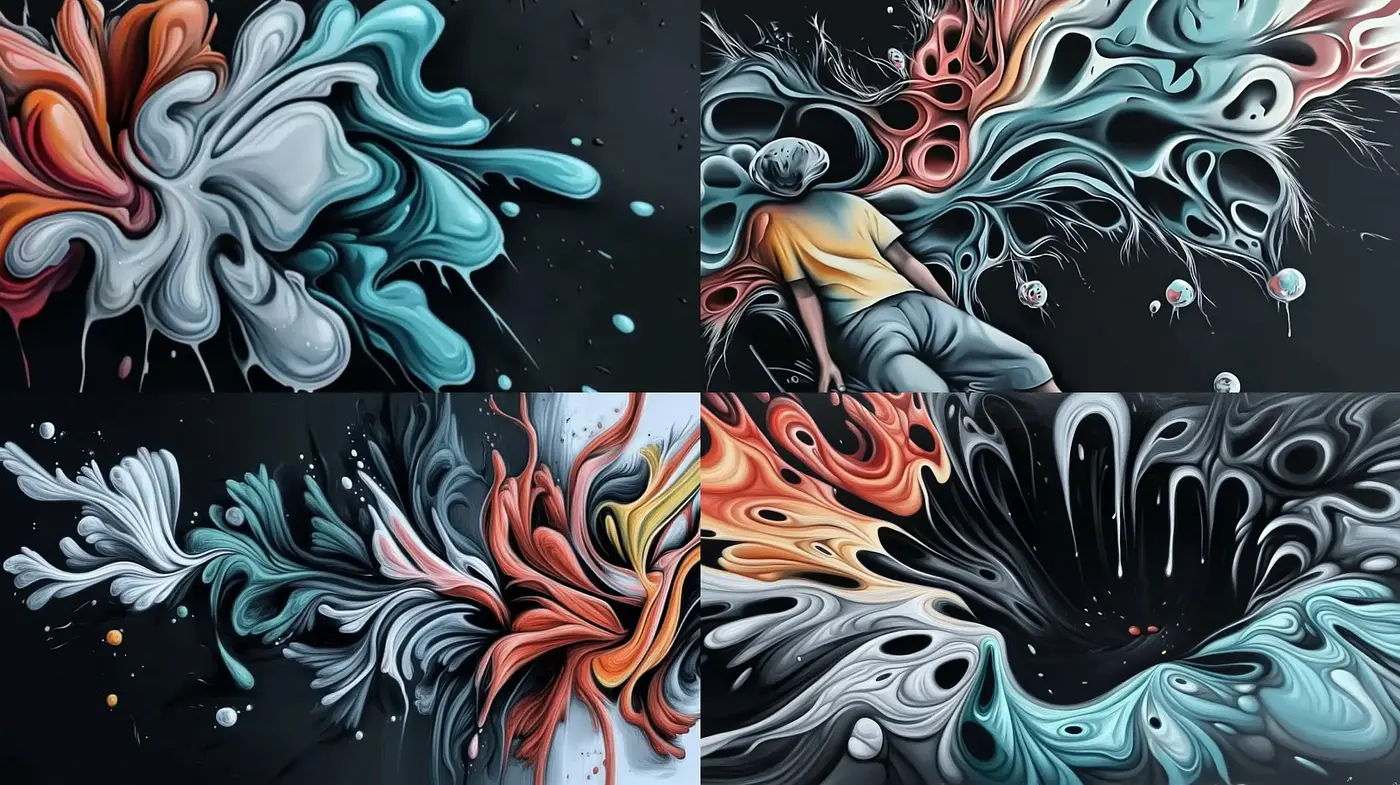 Ethereal Abstract Fluidity: A Journey Through Surreal Hues and Textures - Midjourney sref style