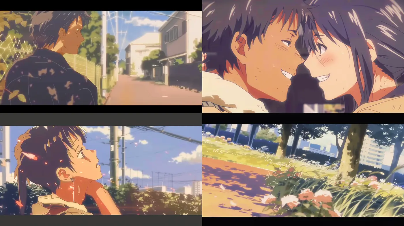 Warm Nostalgic Luminescence: An Anime-Inspired Ode to Sunset Hues and Soft Textures - Midjourney sref style