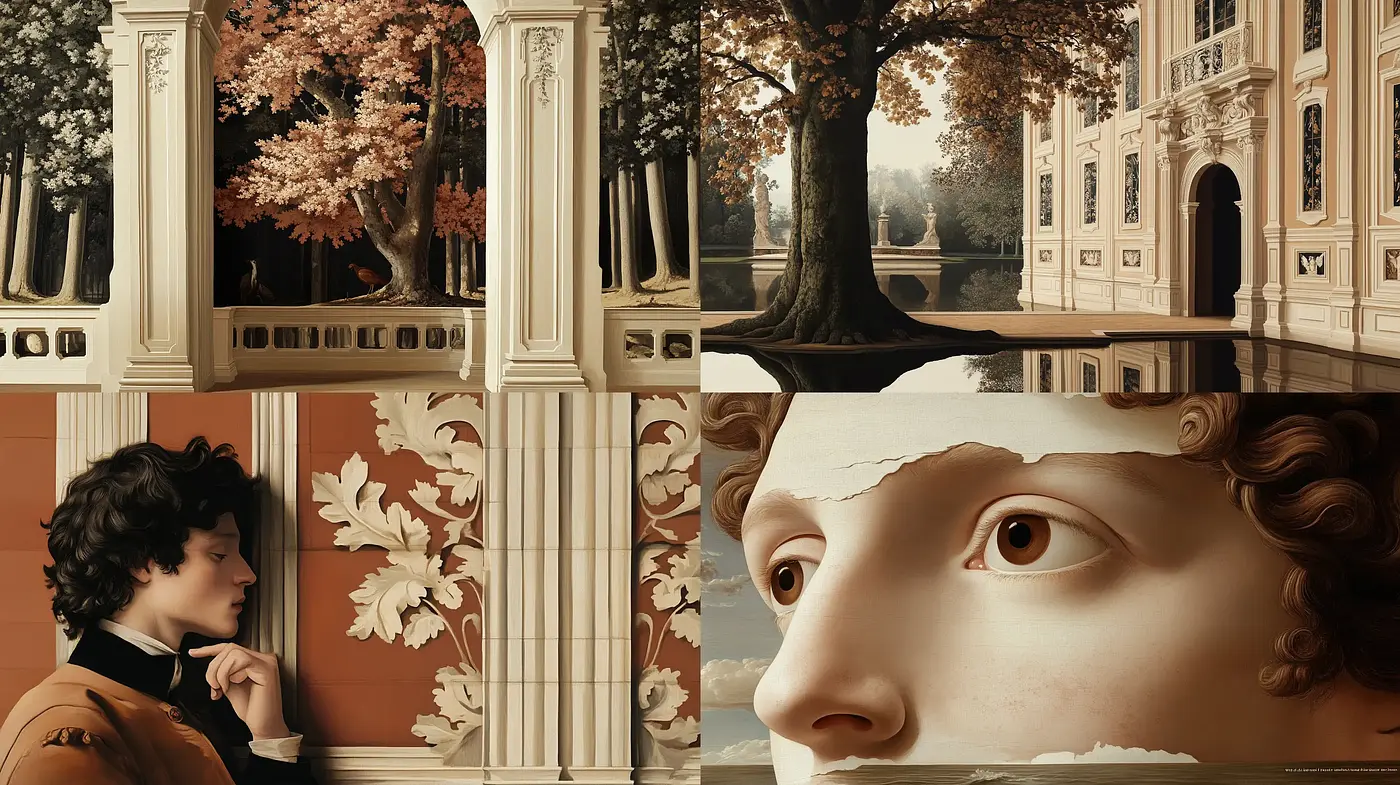 Autumnal Elegance in the Revivalist Baroque Garden - Midjourney sref style