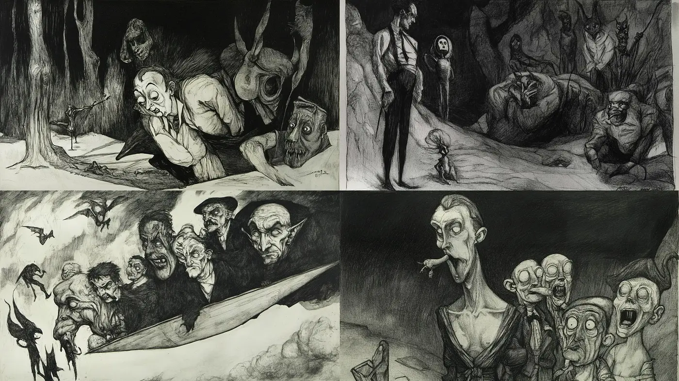 Eerie Gothic Crosshatch Realism - Midjourney sref style