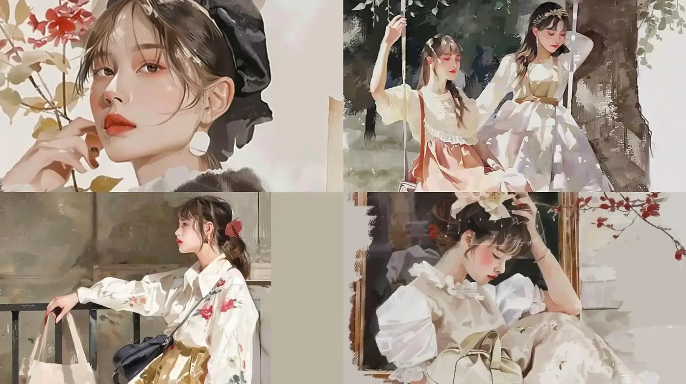 Whimsical Brushstrokes and Pastel Narratives: A Fusion of Modern Portraiture and Impressionistic Sensibilities - Midjourney sref style