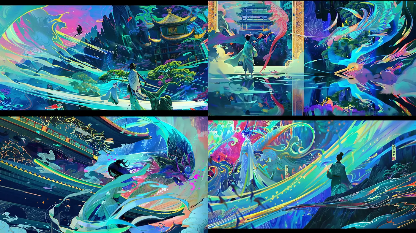 Ethereal Flow of Vivid Dreamscape Visions - Midjourney sref style