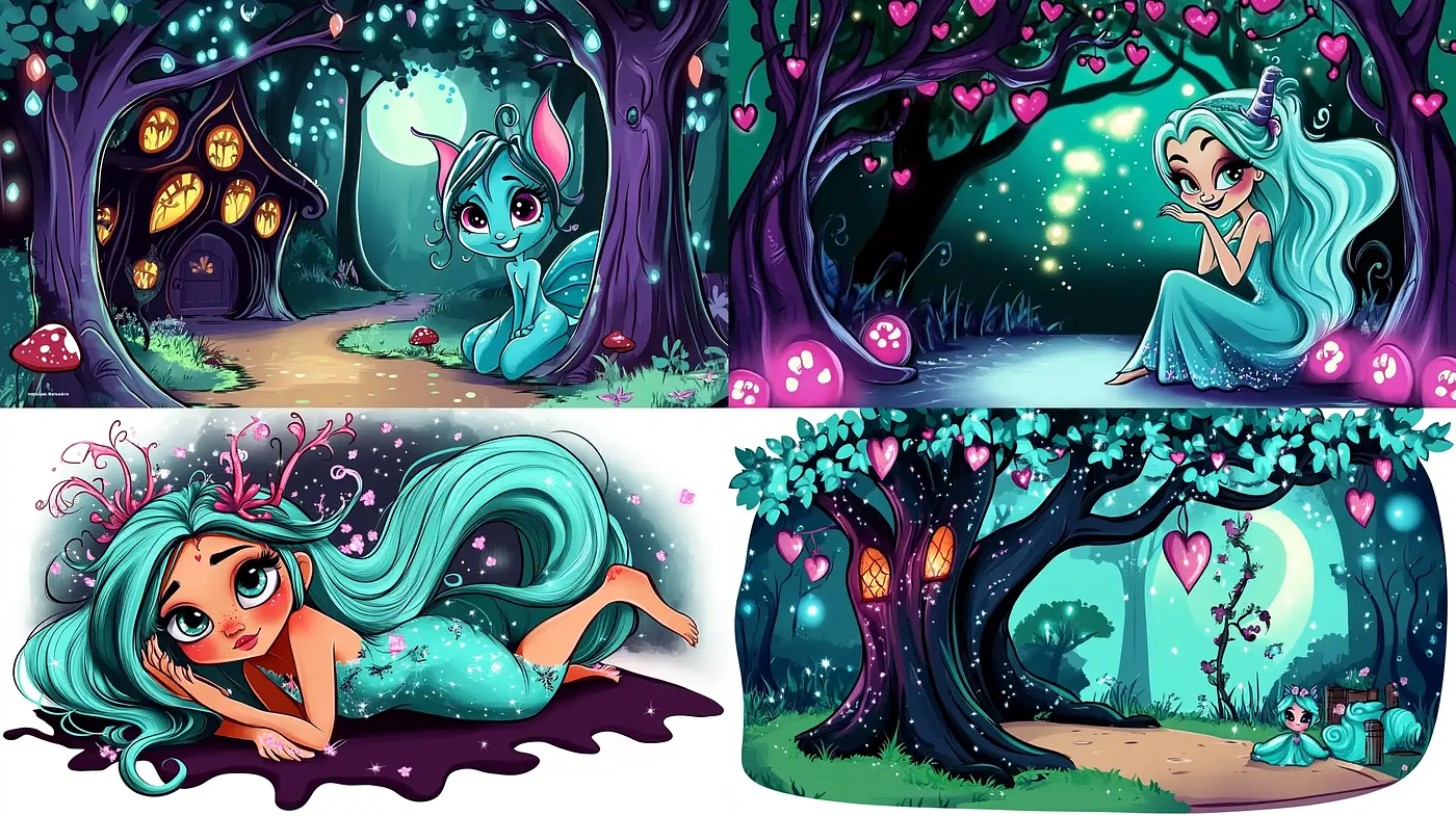 Enchanted Whimsy: A Consistent Dive into a Magical Cartoon Fantasy - Midjourney sref style