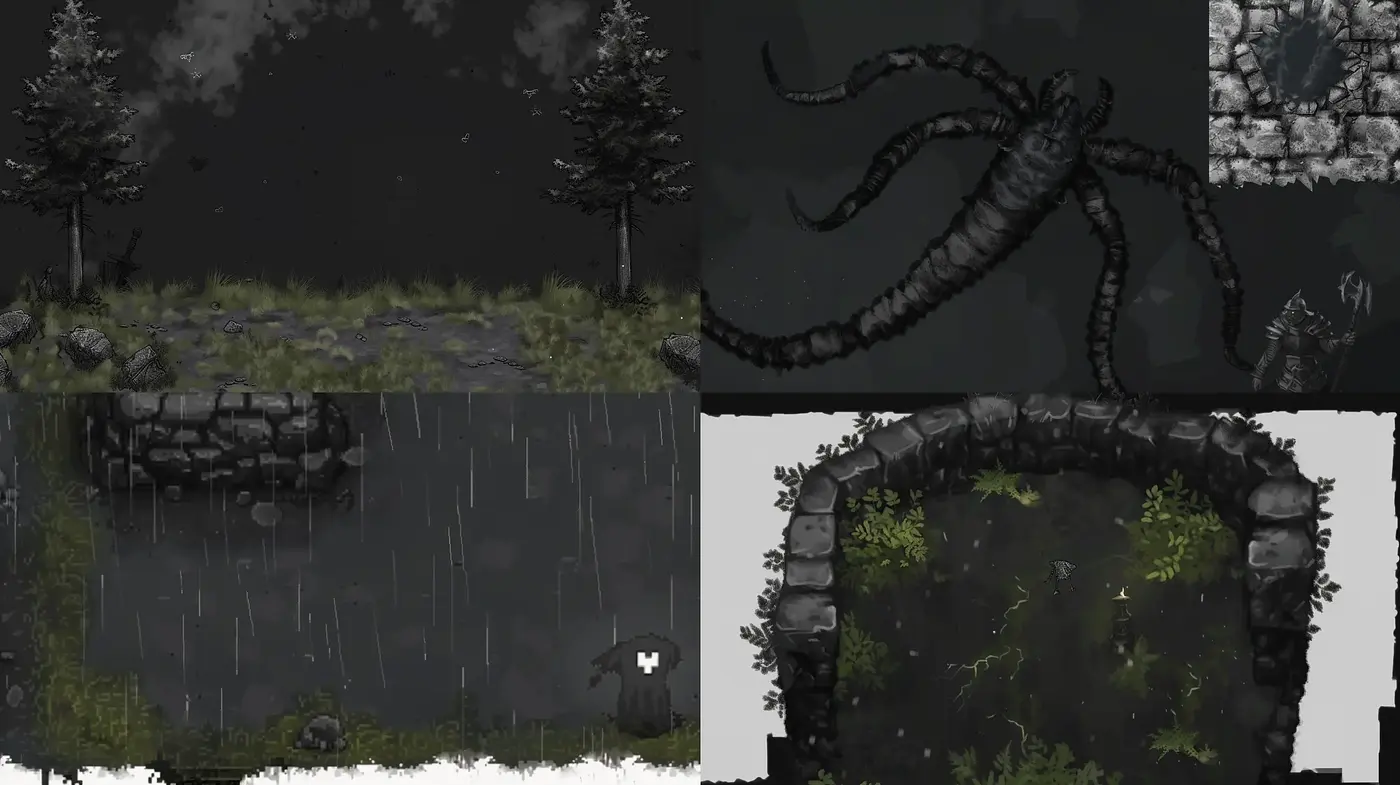 Monochromatic Mysterium: A Journey Through Shades of Grey and Textured Unease - Midjourney sref style