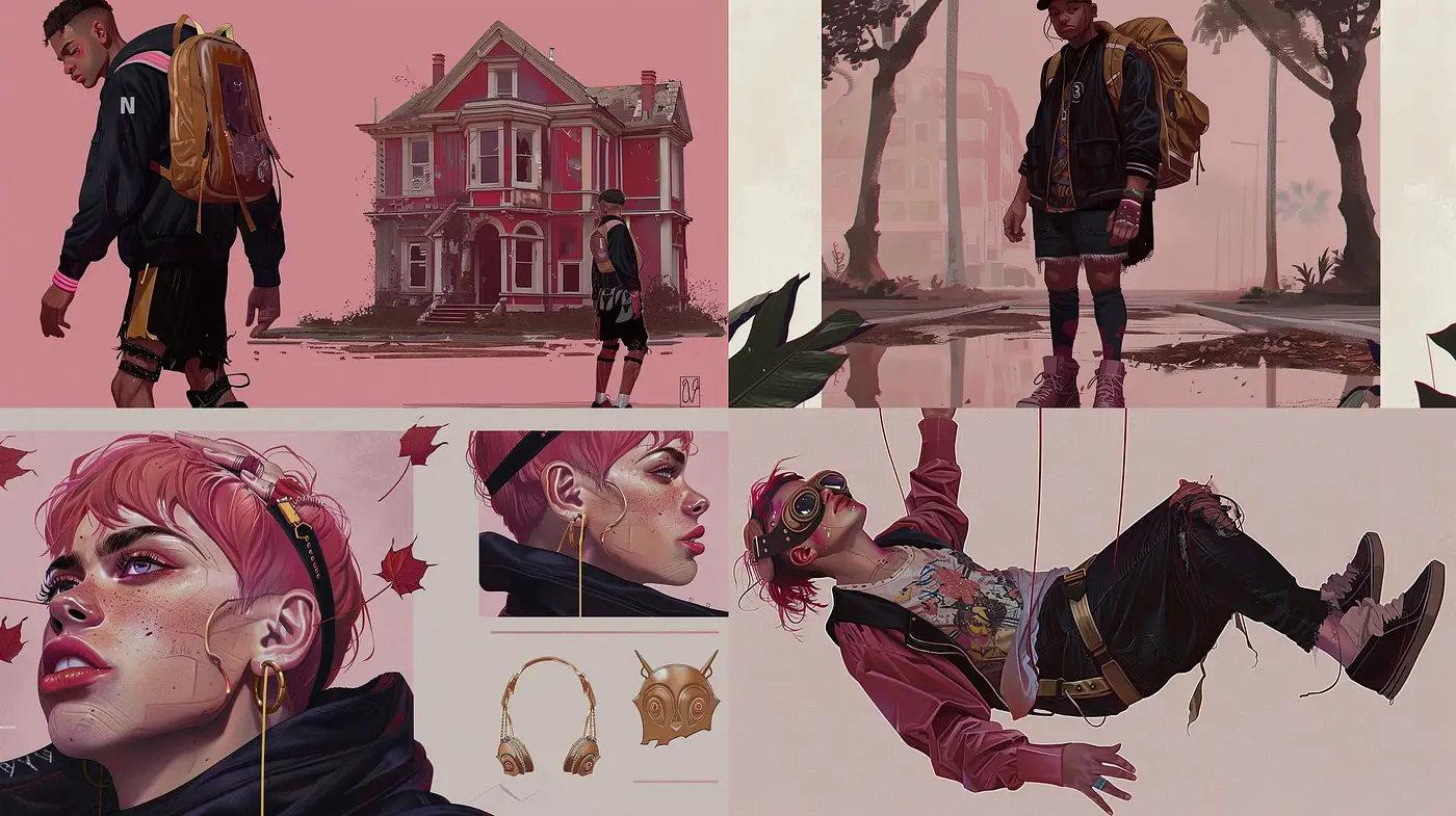 Dusky Rose Urban Dreamscape - Midjourney sref style