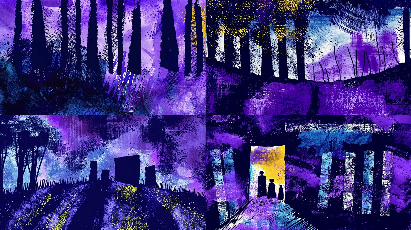 Mystic Nocturne in Amethyst and Indigo: An Expressionist Interpretation - Midjourney sref style