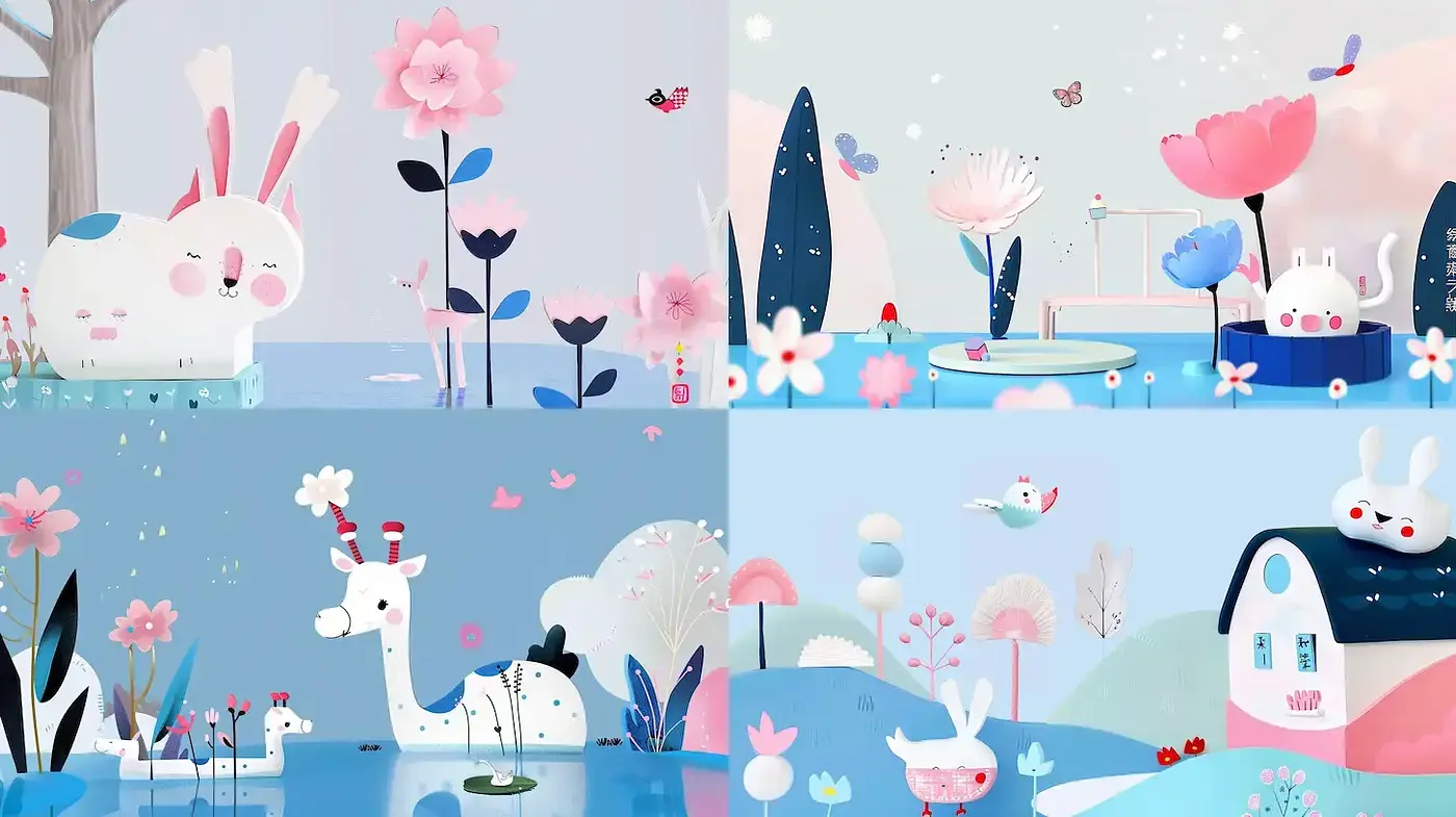 Whimsical Pastel Illustrations with a Touch of Nature - Midjourney sref style