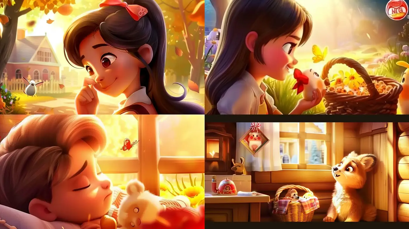 Warm and Radiant Storybook Illustration Style - Midjourney sref style