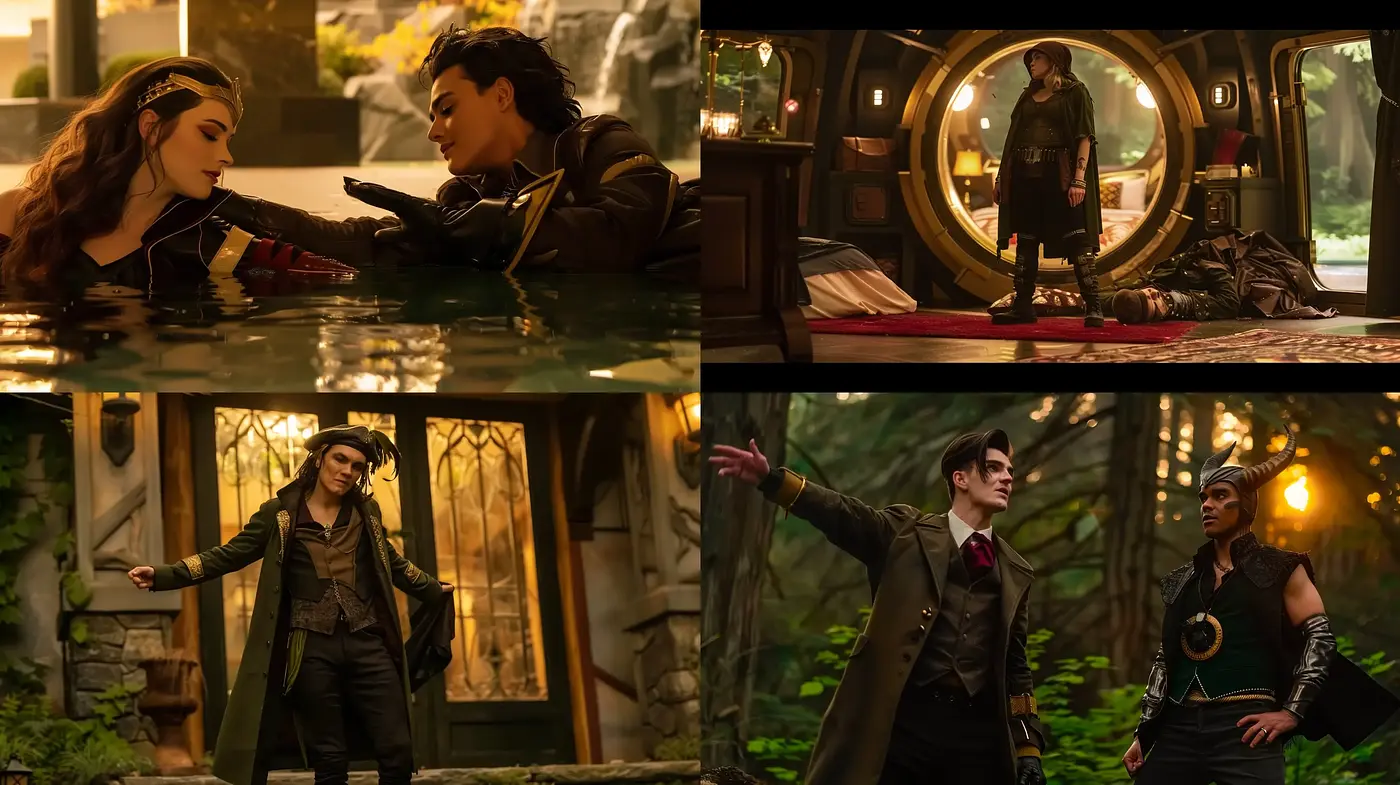 Consistent Warm Cinematic Ambience Across Fantastical Settings - Midjourney sref style