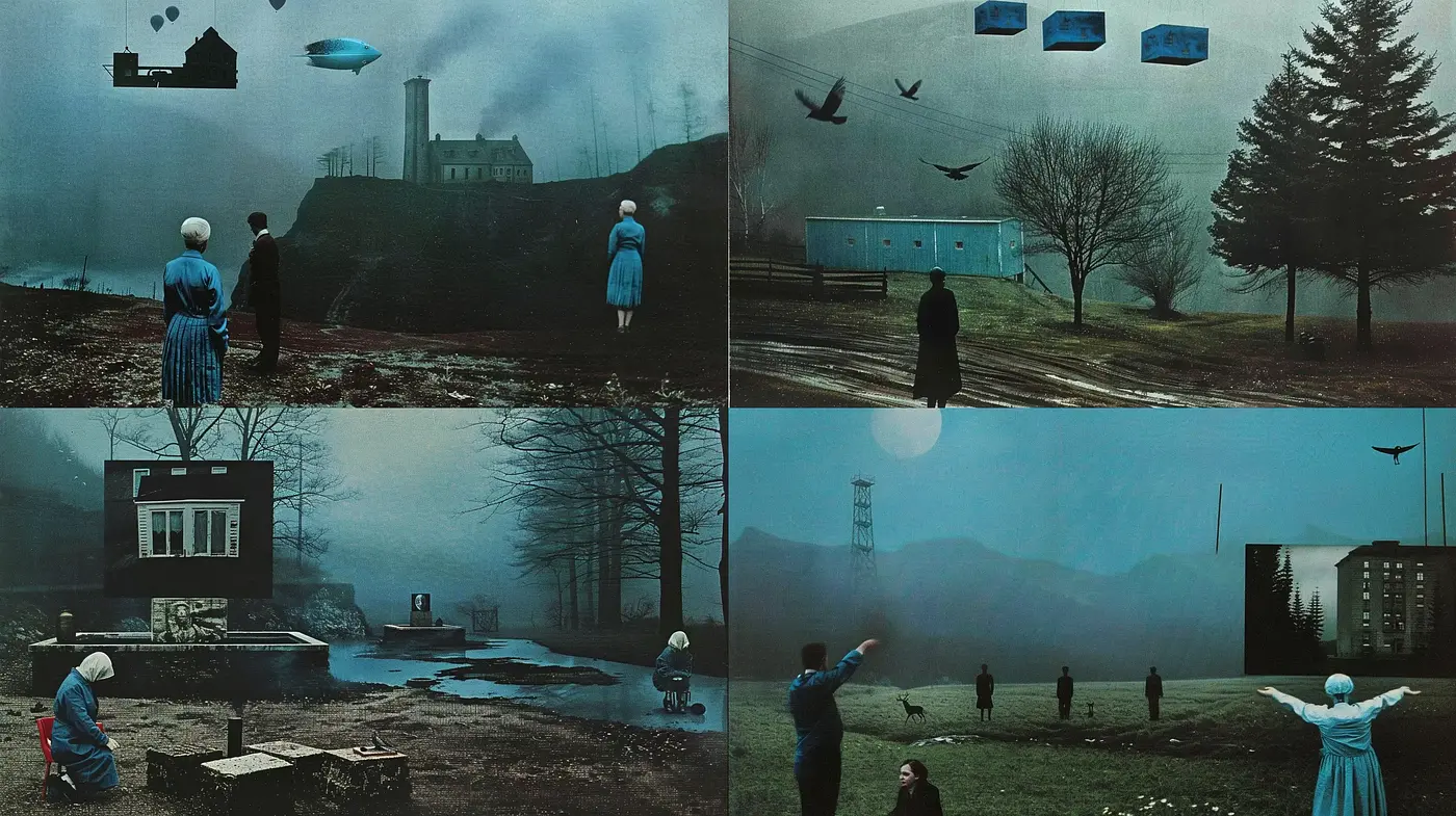 Ethereal Dusk: A Cinematic Fusion of Surrealism and Melancholy - Midjourney sref style