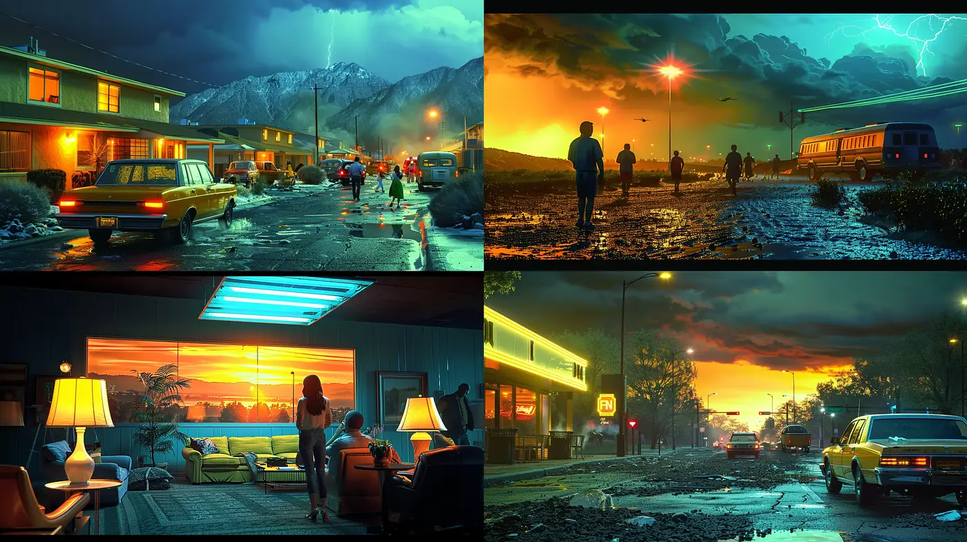 Cinematic Twilight Hues and Nostalgic Americana - Midjourney sref style