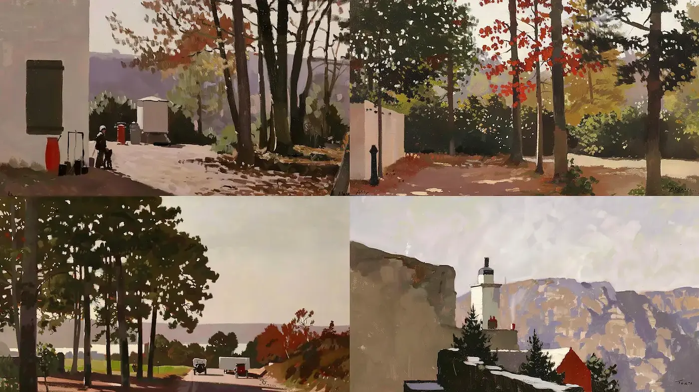 Captivating Landscape Illustrations with a Nostalgic Touch - Midjourney sref style