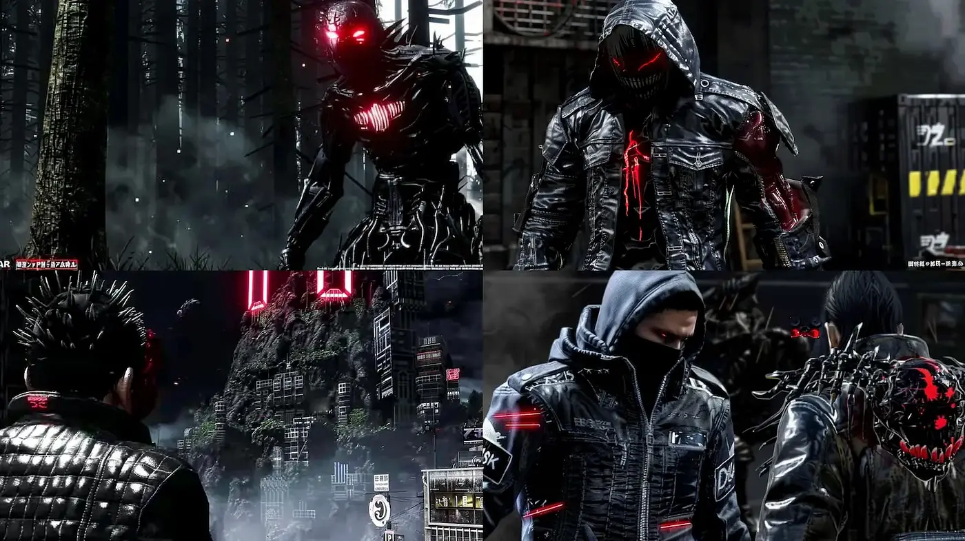 Futuristic Cyberpunk Aesthetic with a Dark, Edgy Atmosphere - Midjourney sref style