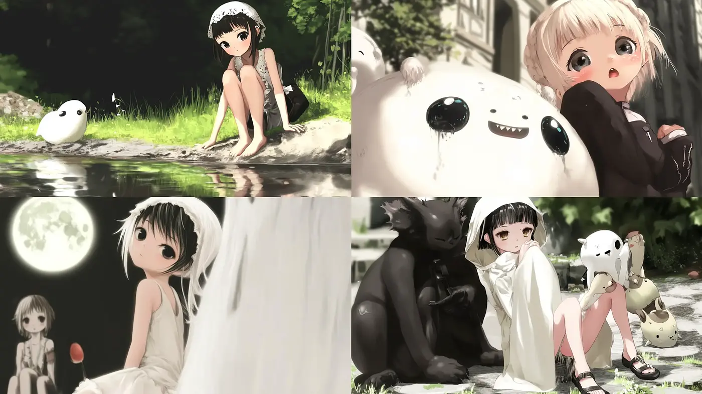 Whimsical Anime-Inspired Digital Illustrations Intertwined with Nature - Midjourney sref style
