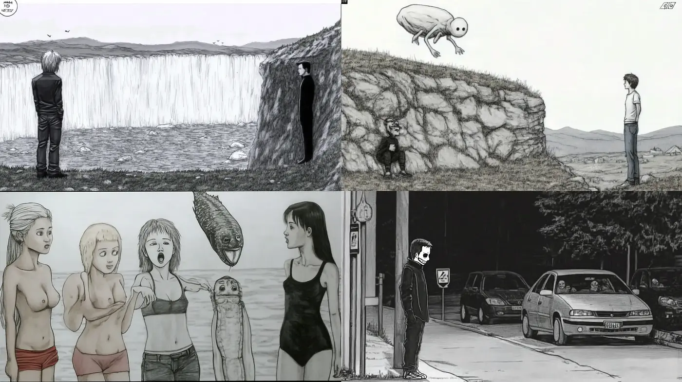 Monochromatic Graphic Novel Realism - Midjourney sref style