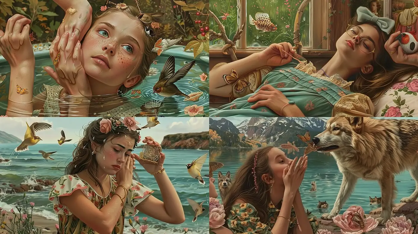 Dreamlike Renaissance Reverie with a Surreal Twist - Midjourney sref style