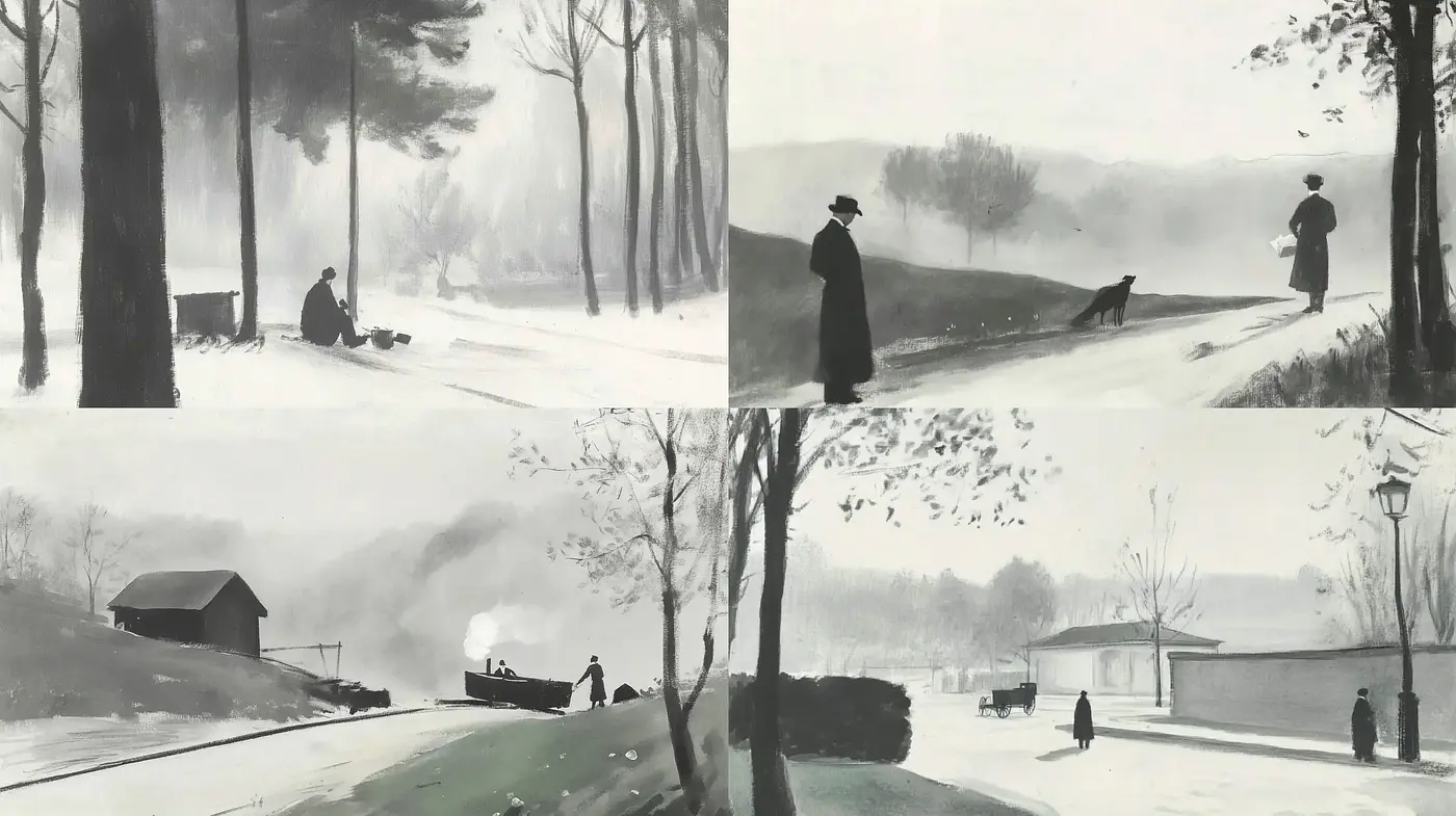 Monochromatic Whispers of Nostalgic Serenity - Midjourney sref style