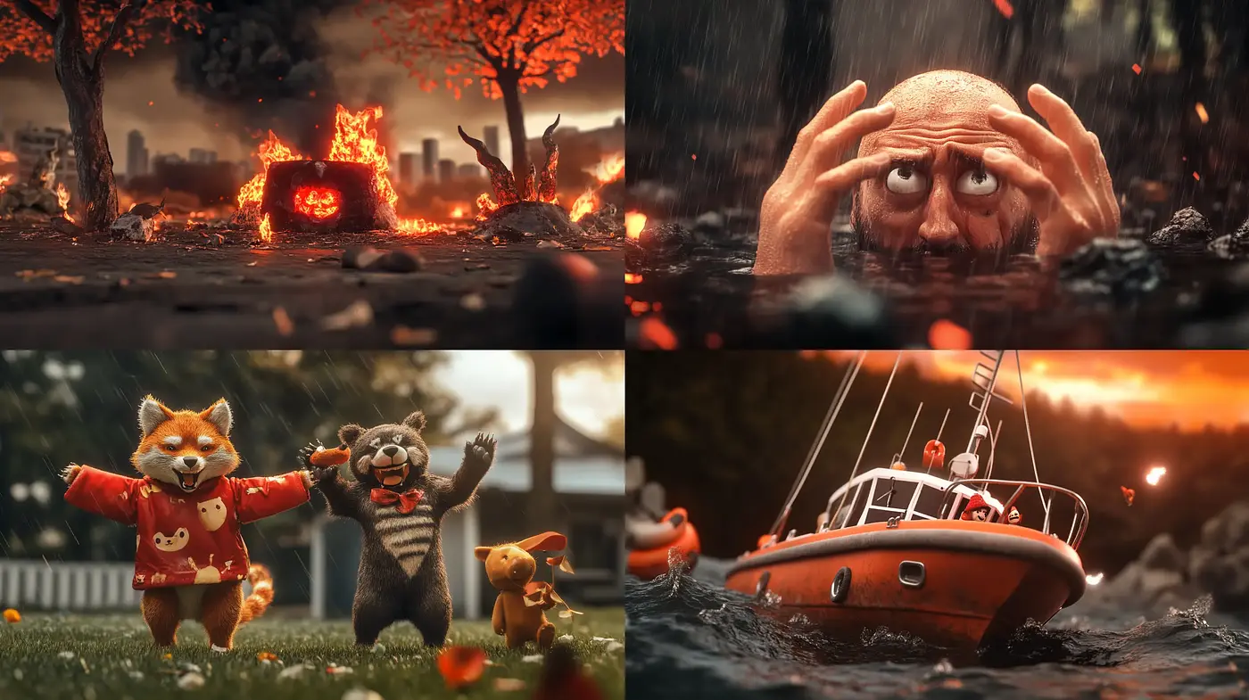 Surreal Cinematic Tableaus with a Warm Palette - Midjourney sref style