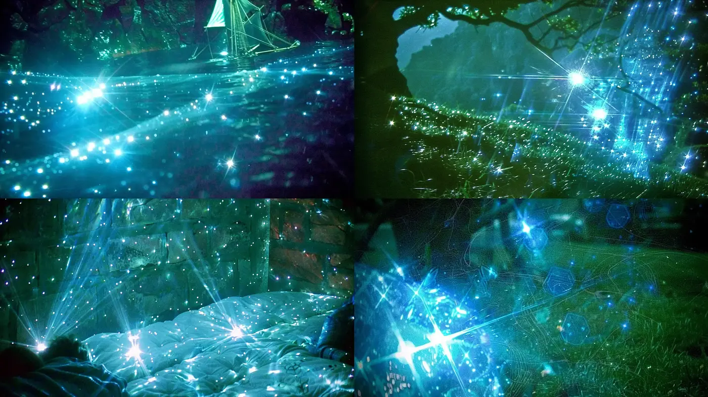 Enigmatic Luminous Dreamscape in Emerald Hues - Midjourney sref style