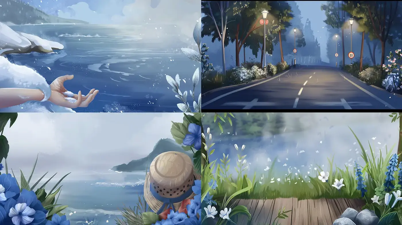 Serene and Luscious Landscapes with a Dreamy Quality - Midjourney sref style