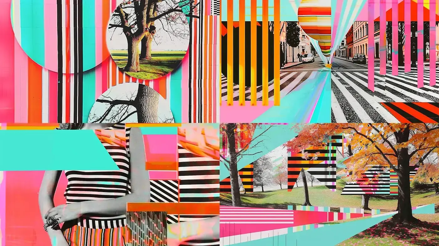 Vibrant and Dynamic Geometric Composition with Nature Elements - Midjourney sref style