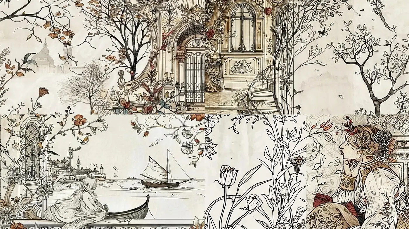 Ethereal Botanical Elegance with a Touch of Vintage Storybook Illustration - Midjourney sref style