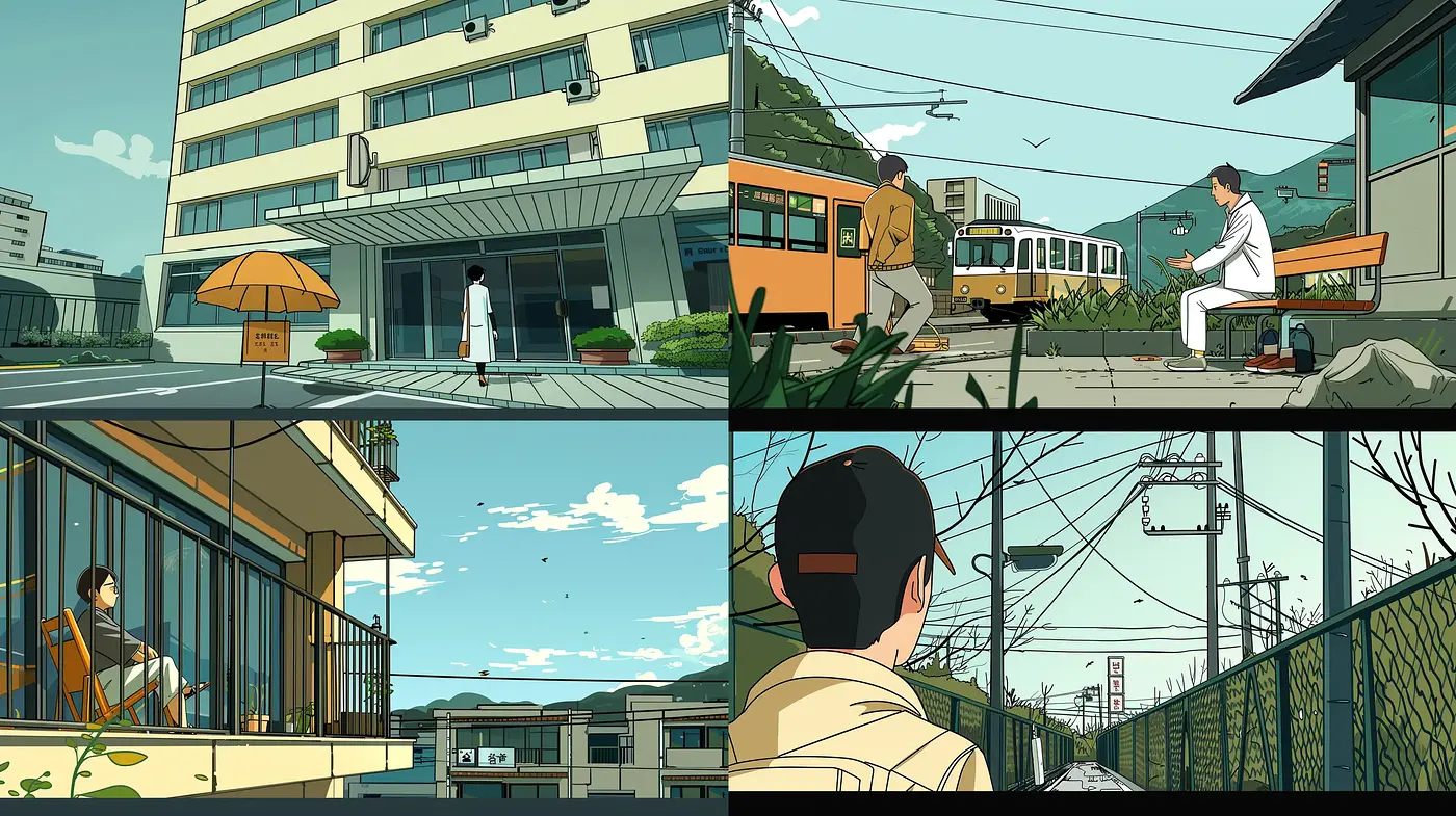 Harmonized Urban Serenity in Contemporary Anime Illustration - Midjourney sref style