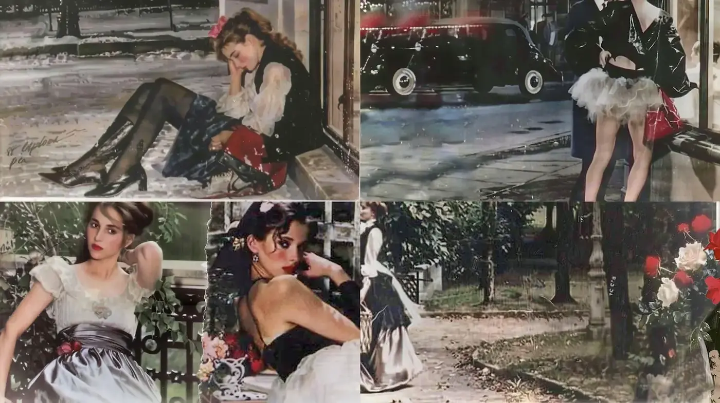 Eclectic Vintage Feminine Aesthetic with Nostalgic Undertones - Midjourney sref style