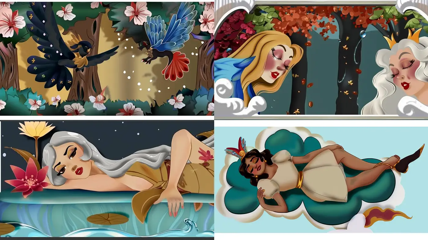 Whimsical Storybook Illustration with a Modern Graphic Novel Twist - Midjourney sref style