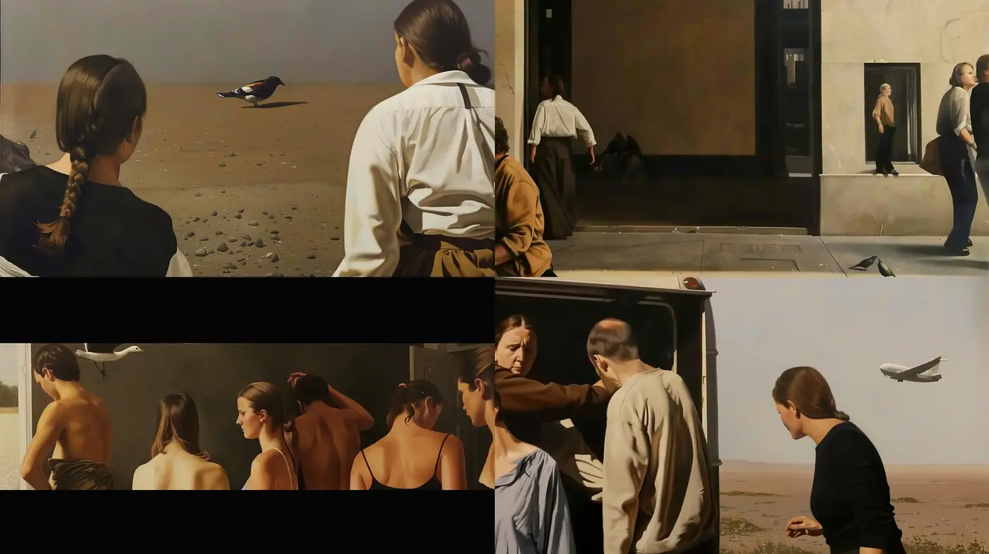 Subdued Cinematic Realism With a Surrealist Touch - Midjourney sref style