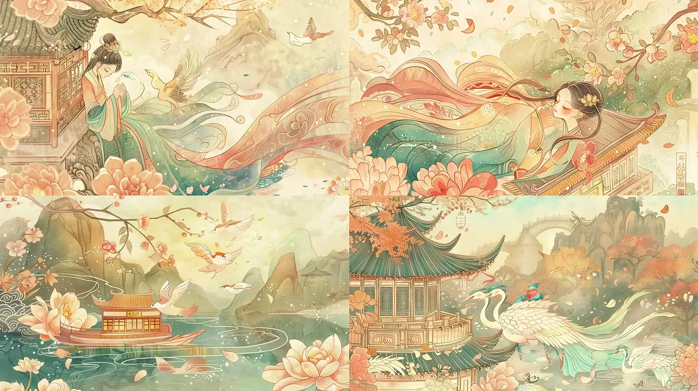 Ethereal East Asian-Inspired Serenity Scenes - Midjourney sref style
