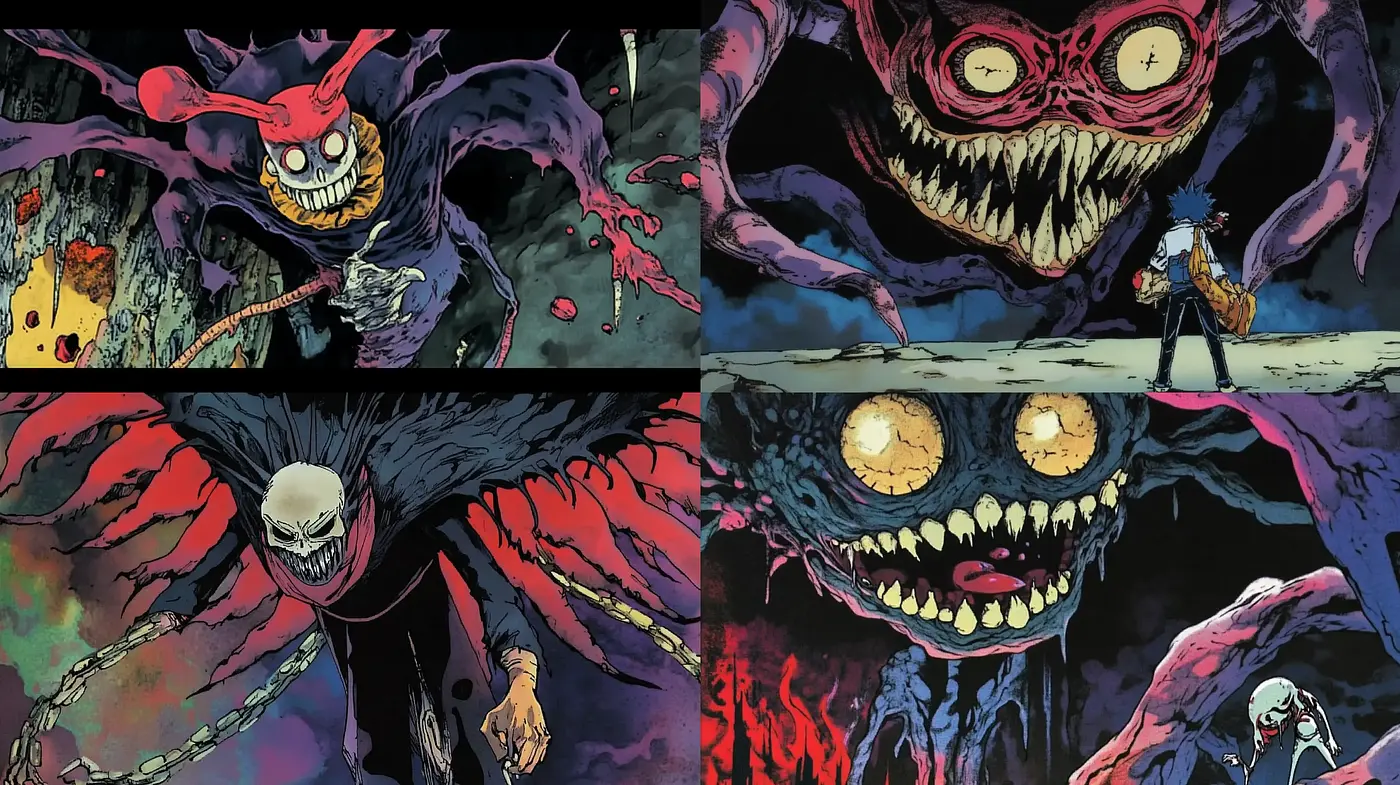 Ethereal Nightmare: A Fusion of Dark Fantasy and Comic Book Aesthetics - Midjourney sref style