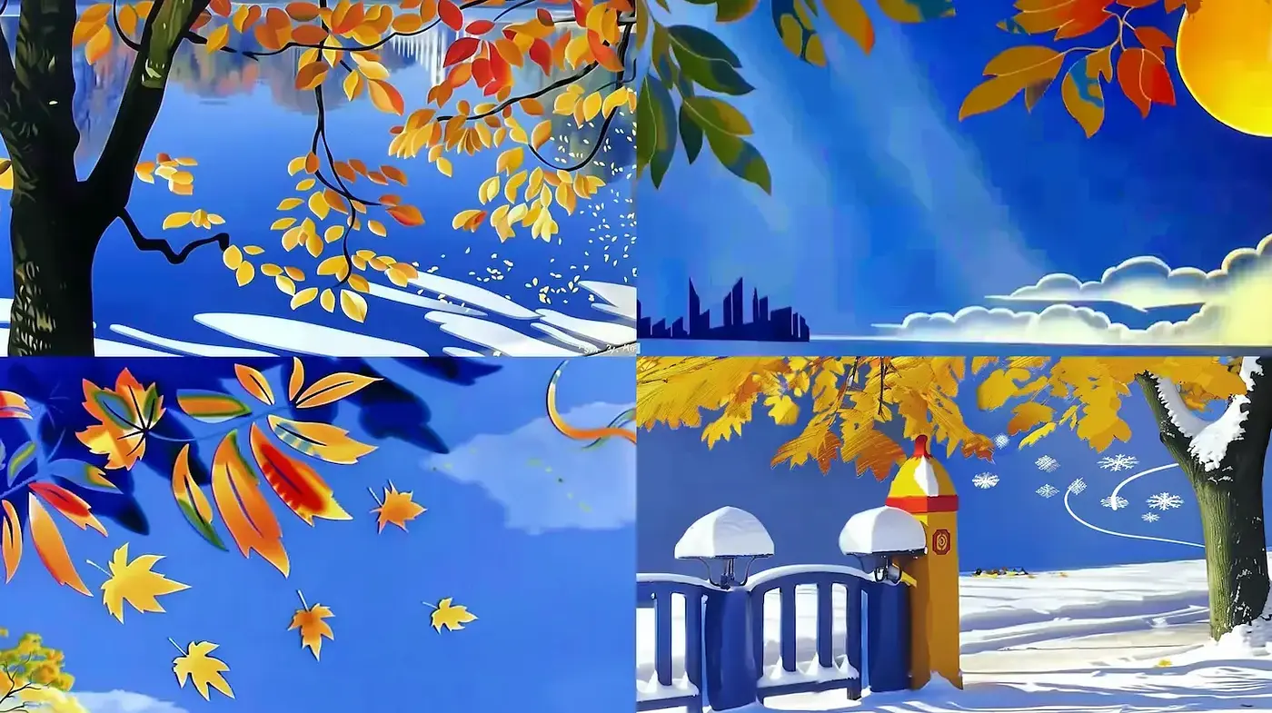 Vivid Seasonal Landscapes with an Emphasis on Color and Texture - Midjourney sref style