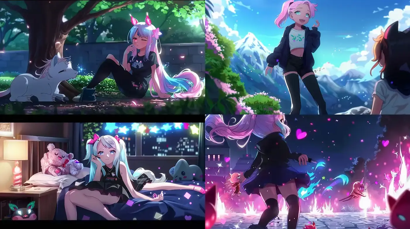 Vibrant, enchanting aesthetic with a modern fantasy twist - Midjourney sref style