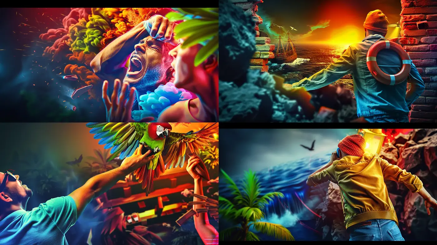 Vibrant Surrealist Adventure - Midjourney sref style