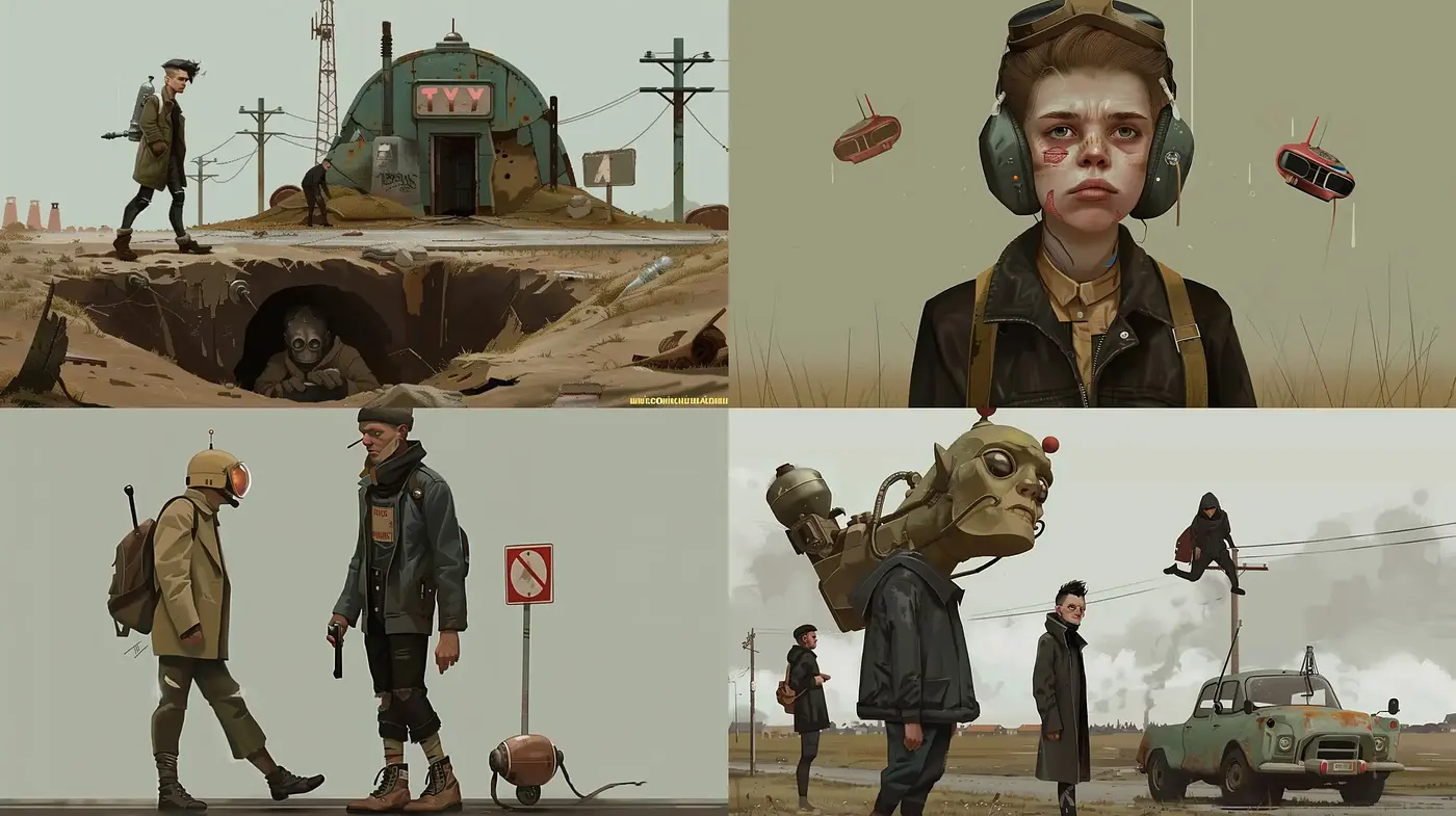Post-Apocalyptic Desolation with a Stylized Realism - Midjourney sref style