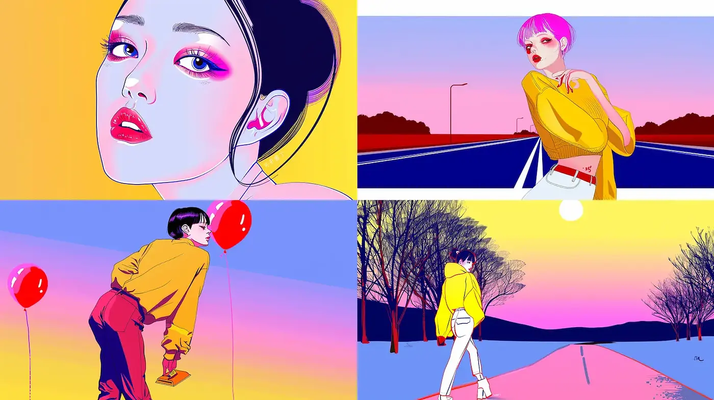 Vibrant and Emotional Pop Art Aesthetic with a Touch of Whimsy - Midjourney sref style