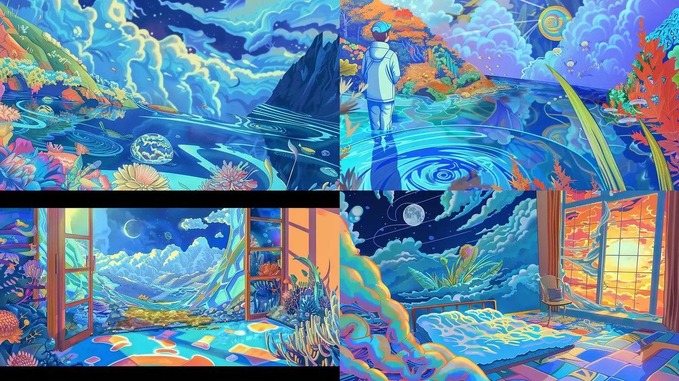 Psychedelic Dreamscape Fusion - Midjourney sref style
