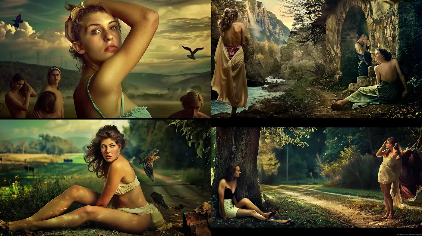 Ethereal Romanticism in Modern Pastoral Landscapes - Midjourney sref style