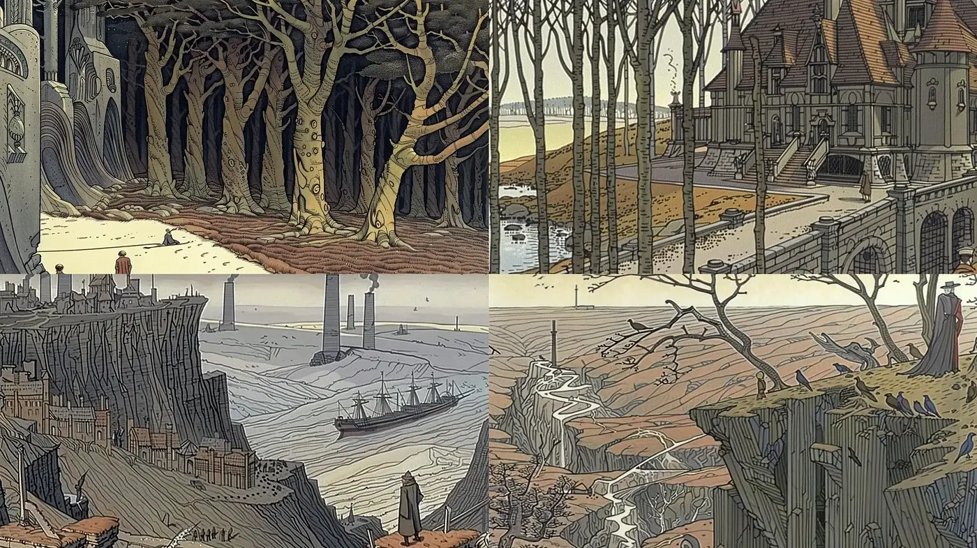 Ethereal Gothic Reverie with a Spectrum of Sepia - Midjourney sref style